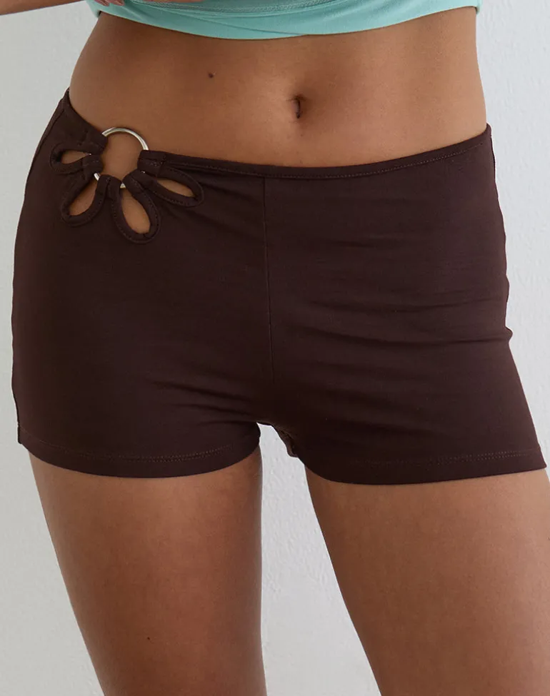 Abril Short with Flower Ring in Bitter Chocolate