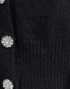 Acera Knitted Cardigan in Black with Silver Flower Buttons