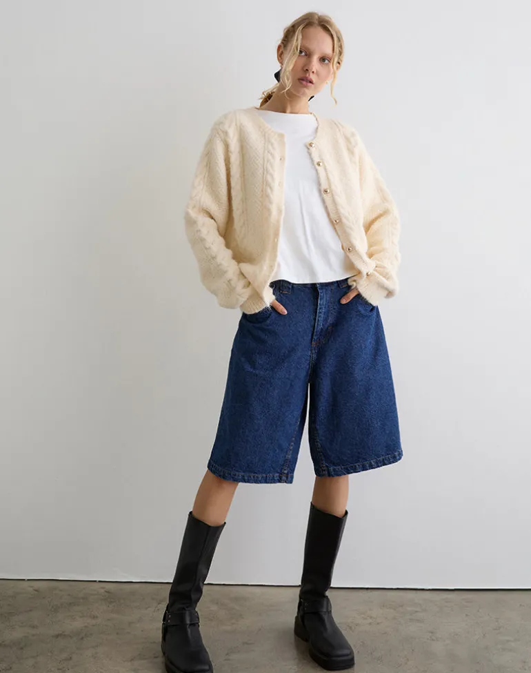 Aceso Cardigan in Brush Knit Ivory