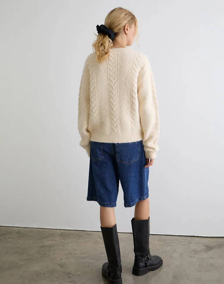 Aceso Cardigan in Brush Knit Ivory