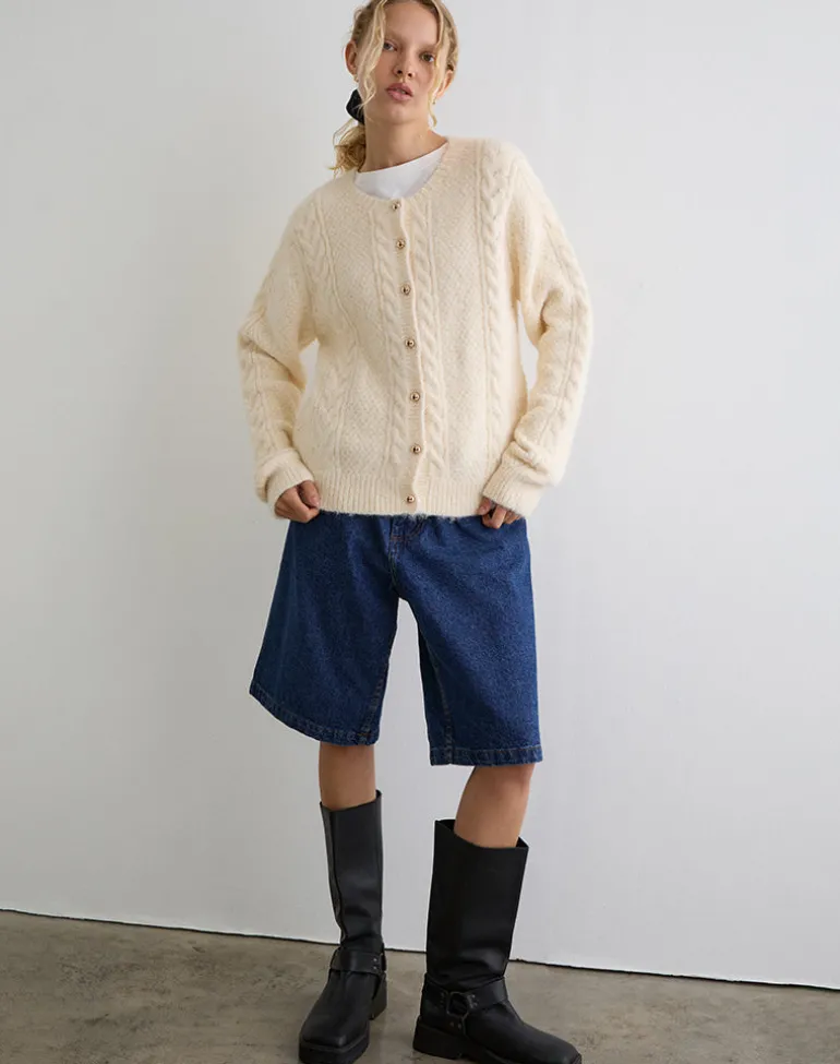 Aceso Cardigan in Brush Knit Ivory