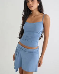 Achara Top in Cupro Dusty Blue