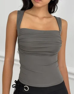 Adila Cami Top in Ribbed Lyocell Warm Grey