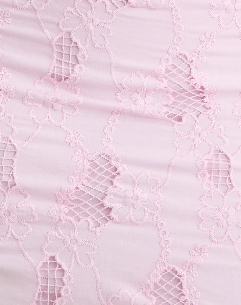 Aguna Mini Skirt in Broderie Baby Pink