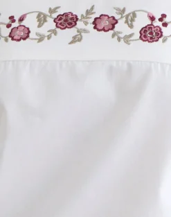 Ahera Top in Poplin White with Cherry Blossom Embroidery