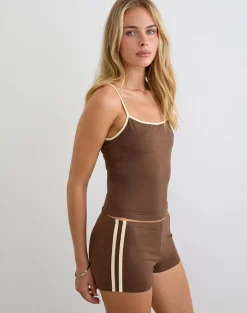 Ainu Short in Cocoa Brown with Buttermilk Binding