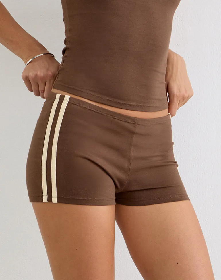 Ainu Short in Cocoa Brown with Buttermilk Binding