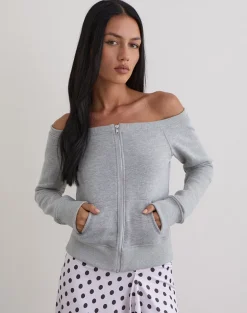Airazo Bardot Sweater in Grey Marl