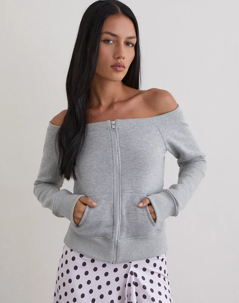 Airazo Bardot Sweater in Grey Marl