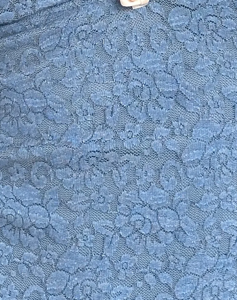 Aksa Halterneck Top in Moonlight Blue Lace with Rose