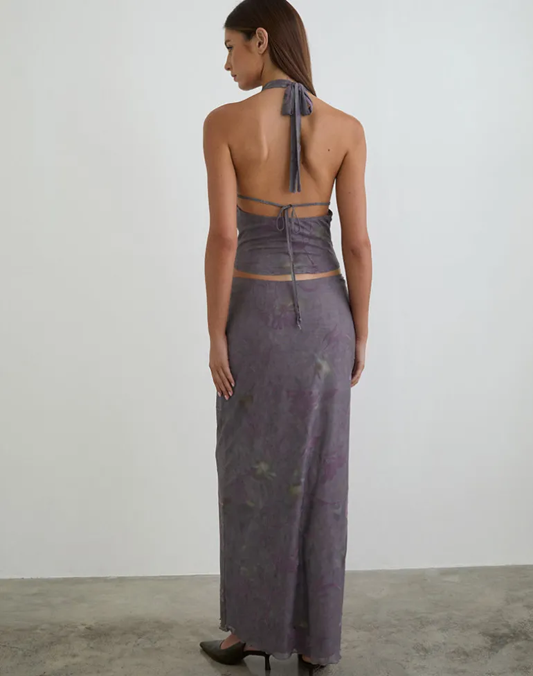 Alfreda Maxi Skirt in Flare Flower Purple