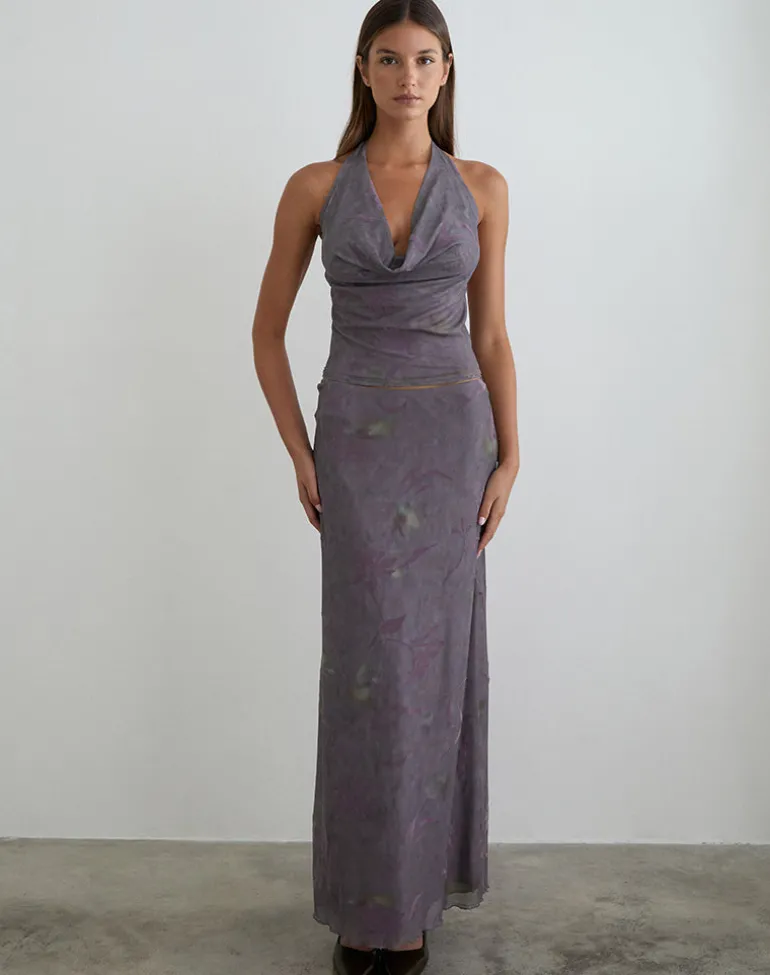 Alfreda Maxi Skirt in Flare Flower Purple