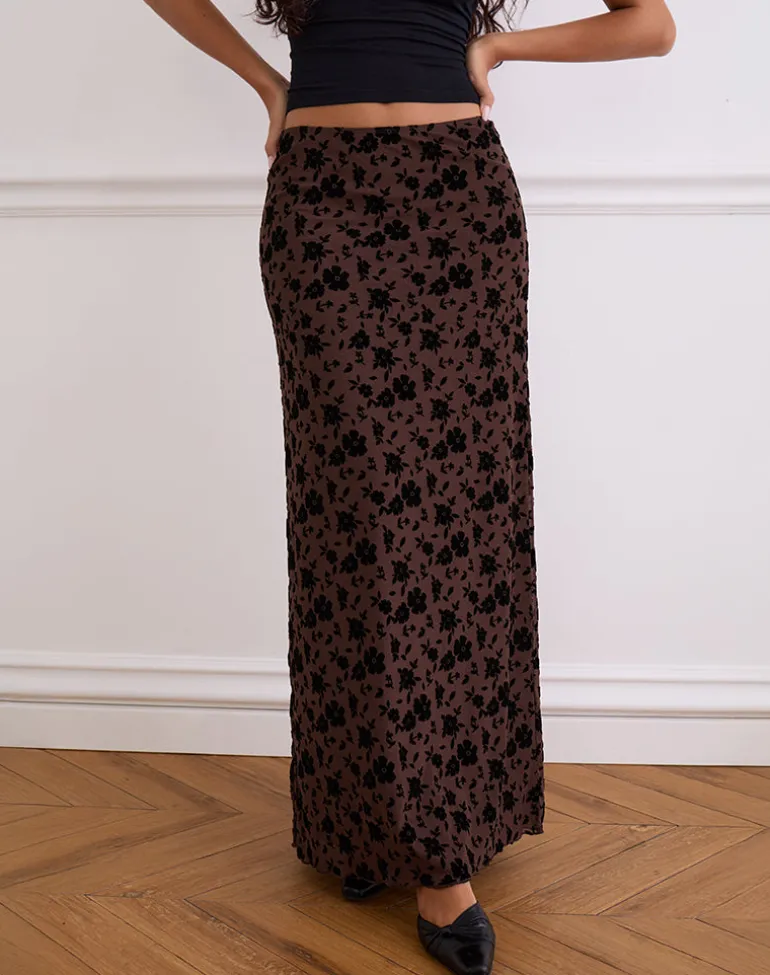 Alfreda Maxi Skirt in Garden Floral Brown