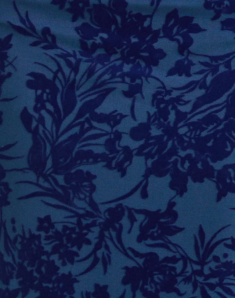 Alfreda Maxi Skirt in Midnight Leaf Flock Navy