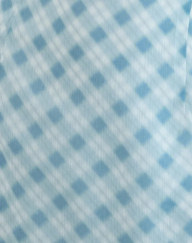 Alira Halterneck Dress in Blurred Check Blue