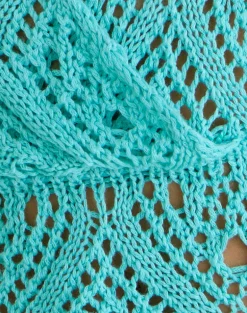 Allyne Halter Top in Crochet Knit Aqua Sky