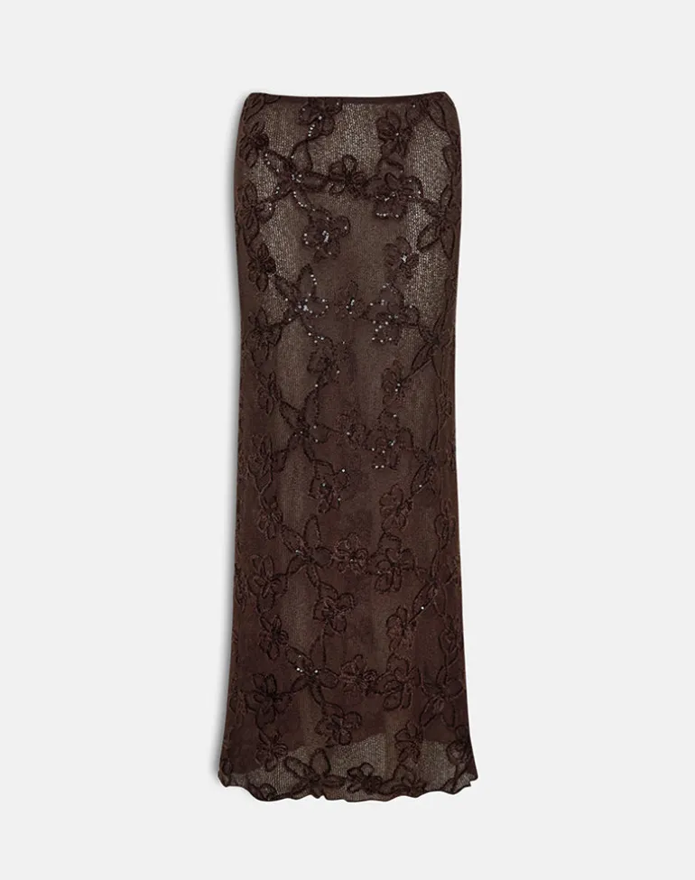 Alphia Maxi Skirt in Dark Brown