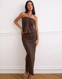 Alphia Maxi Skirt in Dark Brown