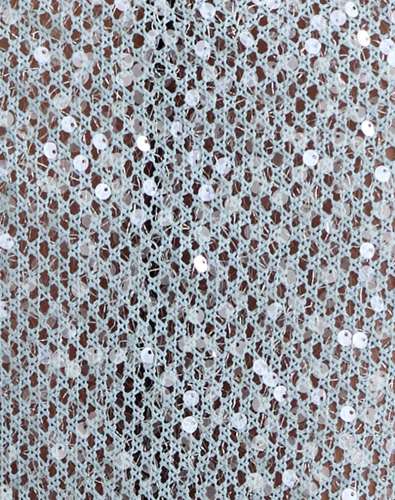 Alphia Maxi Skirt in Seafoam Sequin Knit Blue