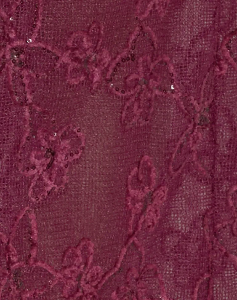 Alphia Maxi Skirt in Sequin Knit Burgundy