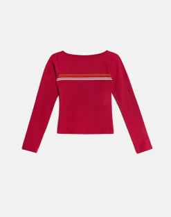 Amabon Long Sleeve Top in Adrenaline Red Stripe