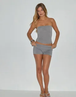 Amane Foldover Short in Rayon Jersey Grey