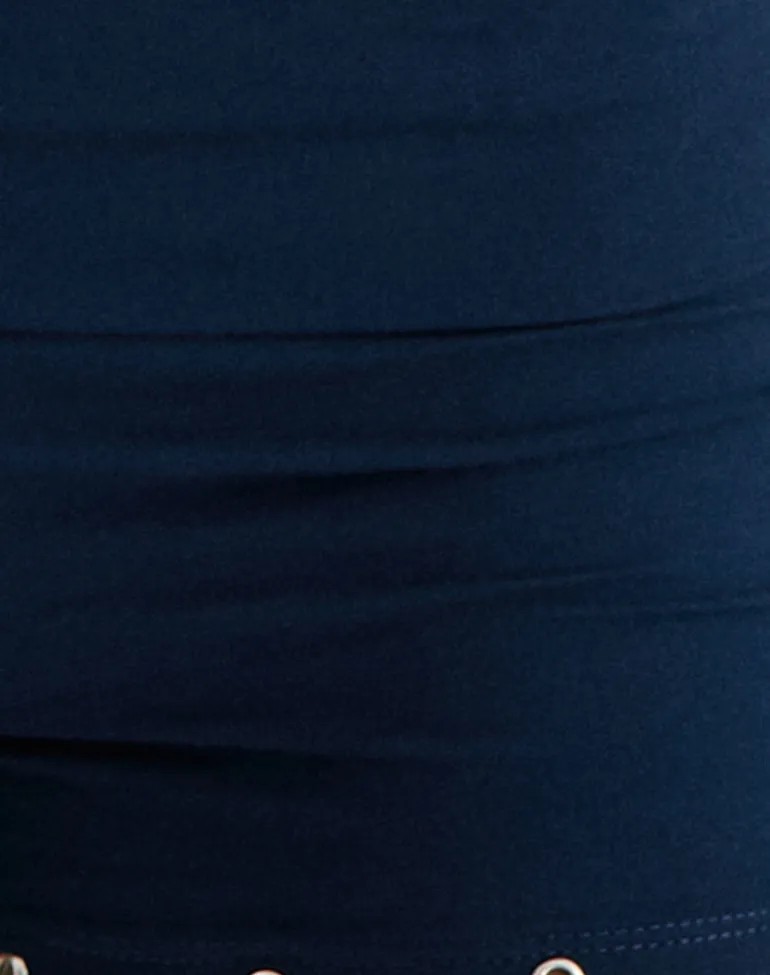 Amane Foldover Short in Rayon Jersey Navy