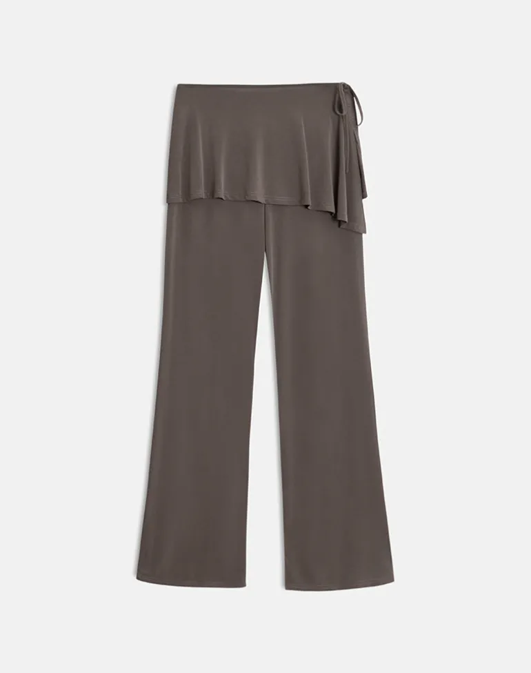 Amata Trouser Skirt in Cupro Dark Brown