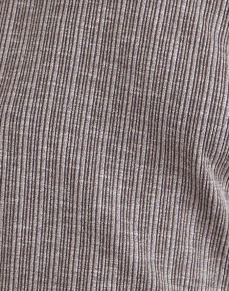 Amelita Mini Dress in Rib Knit Brown Grey