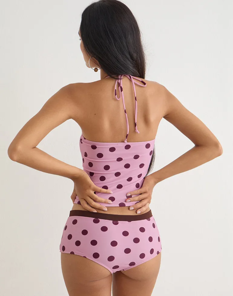 Amy Swim Short in Pink with Irregular Polka
