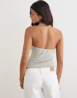 Anari Top in Shimmer Knit Light Grey