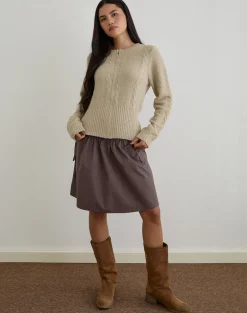 Anitra Cardigan in Cable Knit Beige