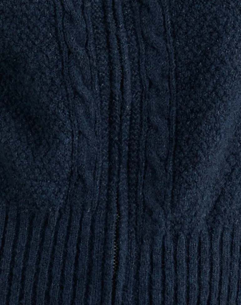 Anitra Cardigan in Cable Knit Navy