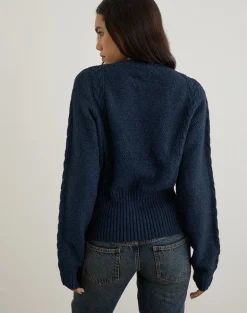 Anitra Cardigan in Cable Knit Navy