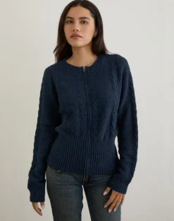 Anitra Cardigan in Cable Knit Navy