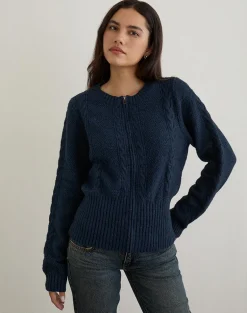Anitra Cardigan in Cable Knit Navy