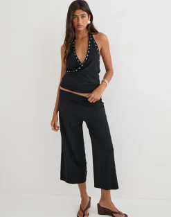 Ano Capri Trousers in Rayon Jersey Black