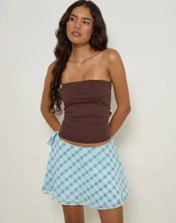 Anora Mini Skirt in Blurred Check Blue