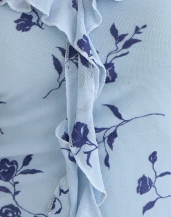 Ansa Frill Cami Top in Thin Leafy Blue