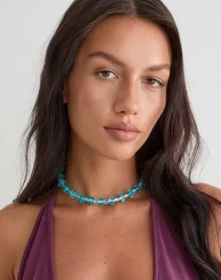 Aqua Blue Faceted Necklace