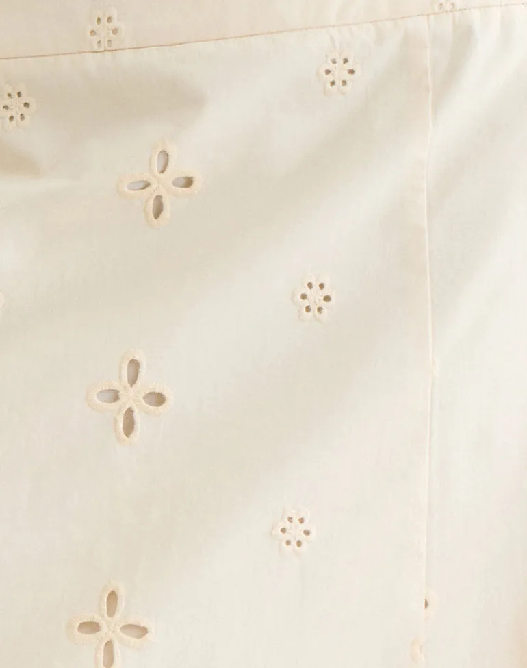 Arash Midi Skirt with Buttons in Broderie Vanilla