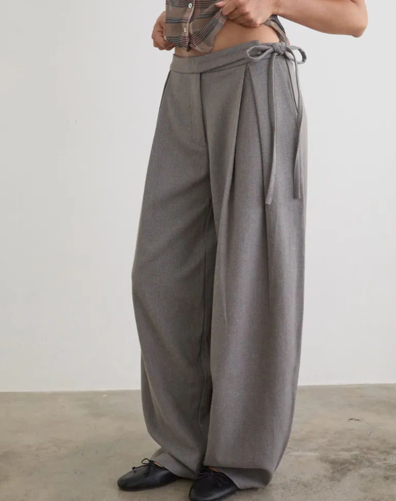 Arden Tie Waist Trouser in Tailoring Grey