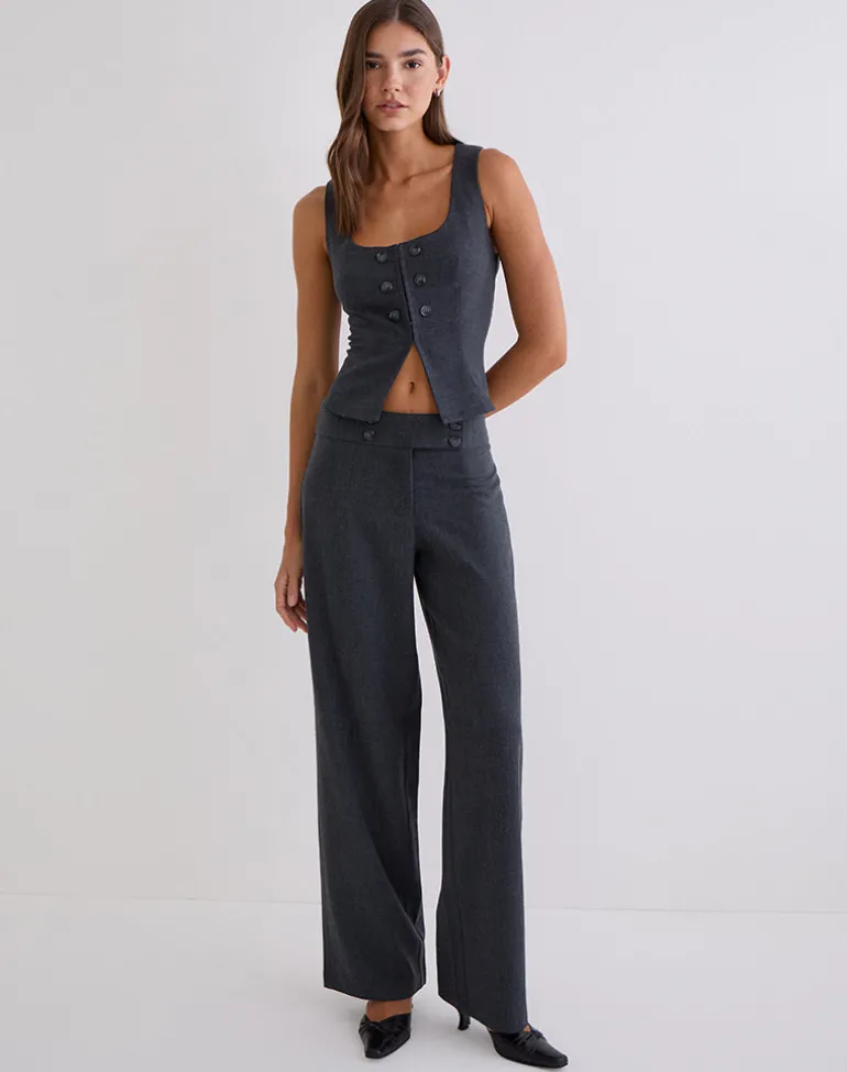Arisyo Wide Leg Trouser in Tailoring Grey Blue