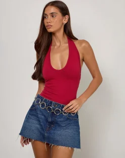 Arlet Plunge Bodysuit in Adrenaline Red