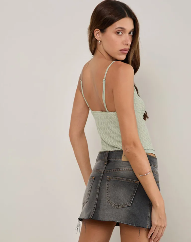 Arlina Cami Top in Zigzag Mesh Sage