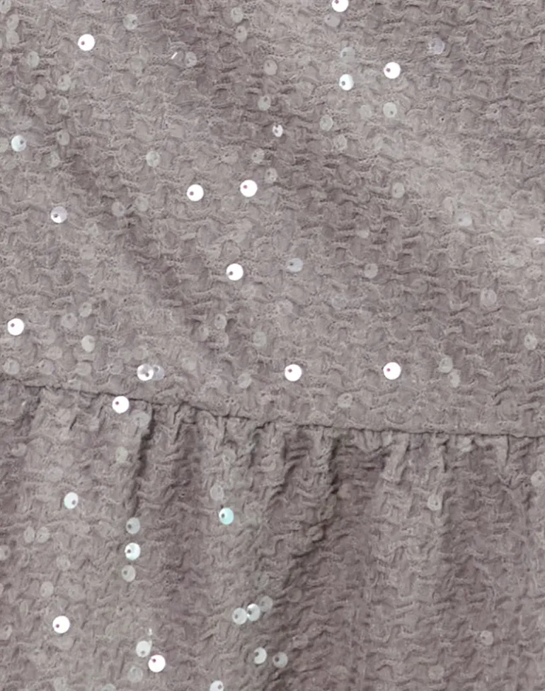 Arnault Mini Skirt in Sequin Silver