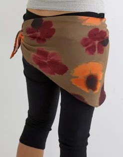 Arpi Square Scarf in Chiffon Petals Script Olive