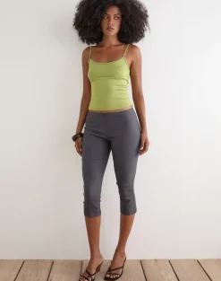 Asla Cropped Capri Trouser in Stretch Tailoring Charcoal