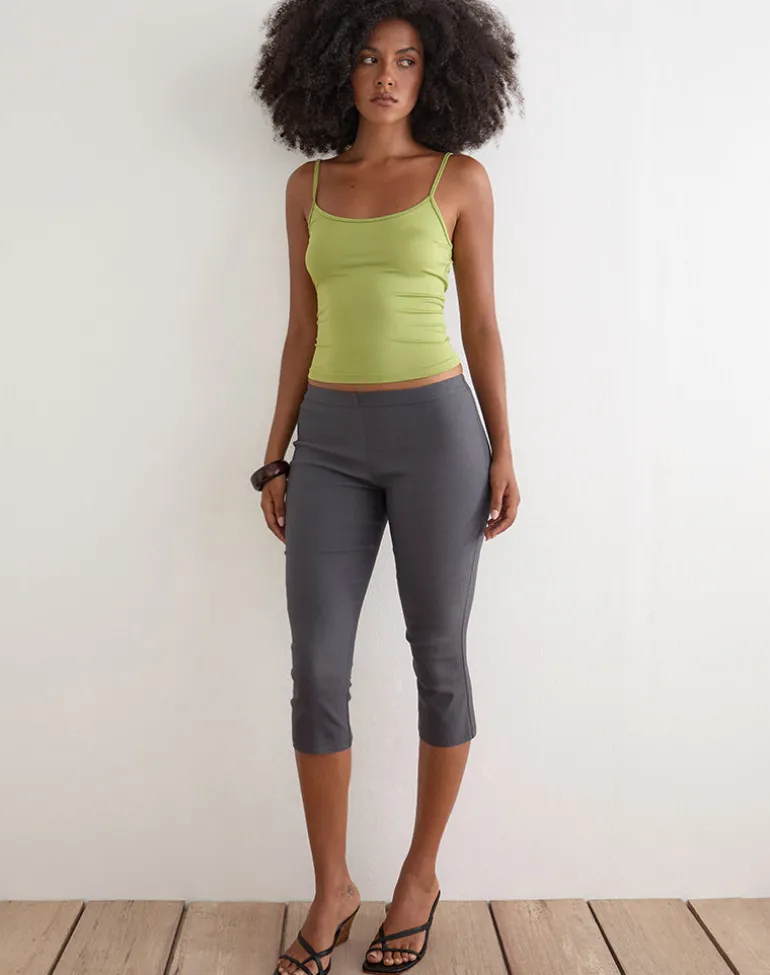 Asla Cropped Capri Trouser in Stretch Tailoring Charcoal