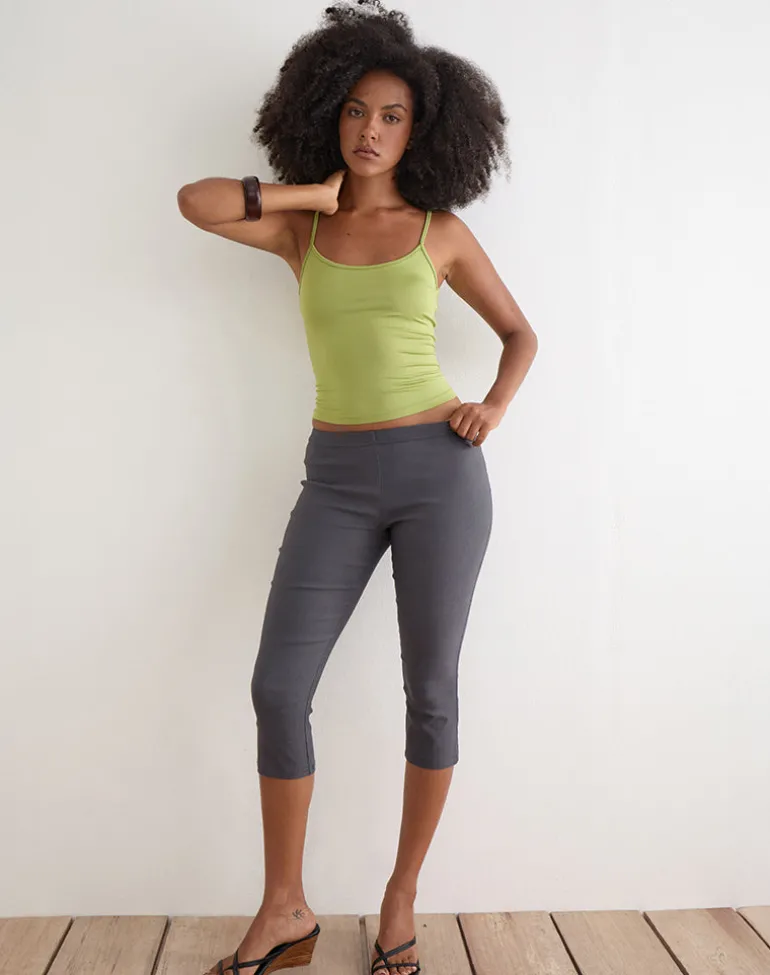 Asla Cropped Capri Trouser in Stretch Tailoring Charcoal
